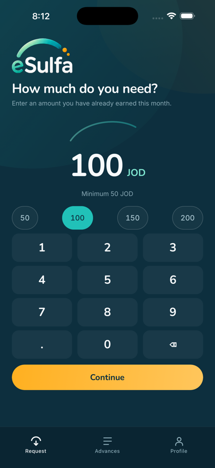 The request screen, where an employee enters what they need